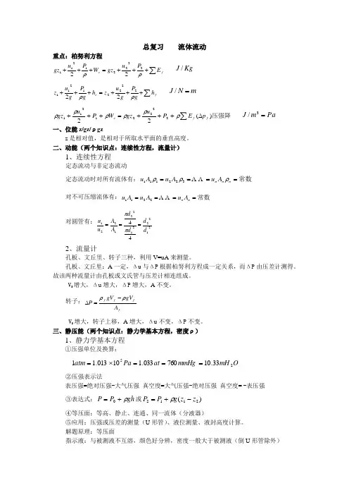 化工单元操作--总复习