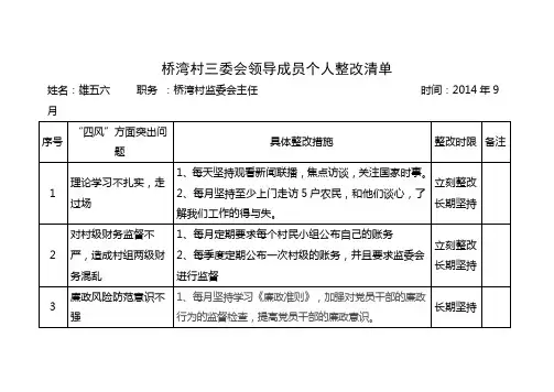 监委会主任人整改清单