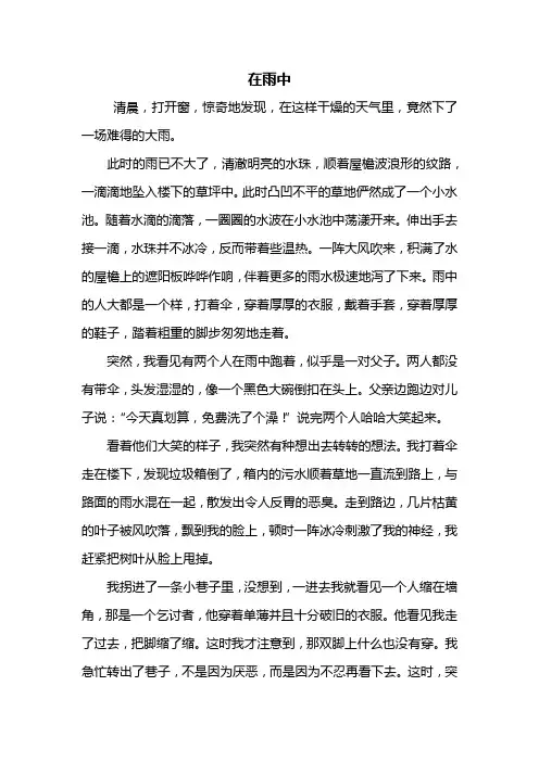 初二作文：在雨中作文600字