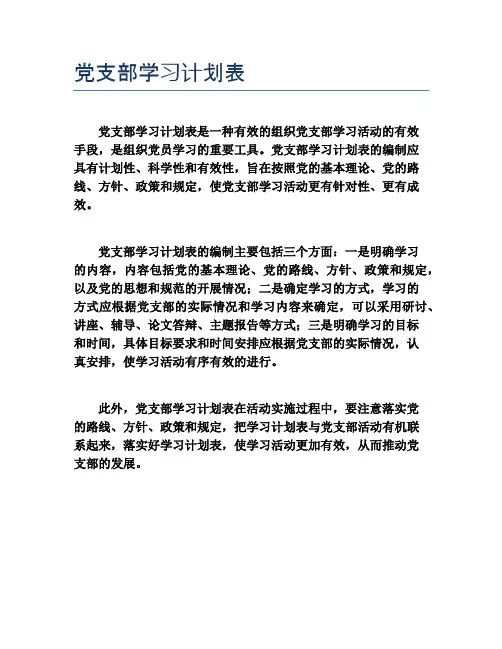党支部学习计划表