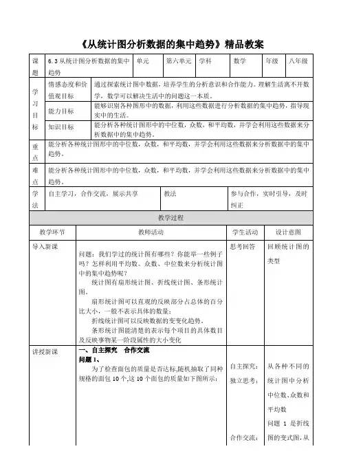 北师大版八年级数学上册《从统计图分析数据的集中趋势》精品教案