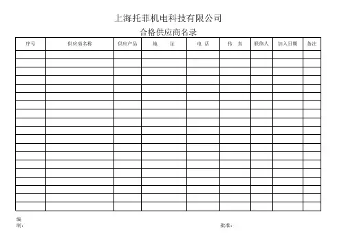 合格供应商清单