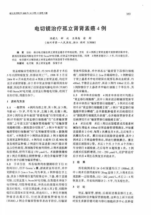 电切镜治疗孤立肾肾盂癌4例