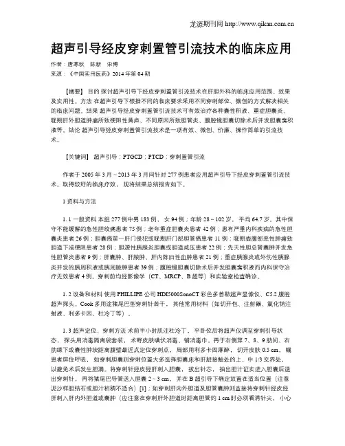 超声引导经皮穿刺置管引流技术的临床应用