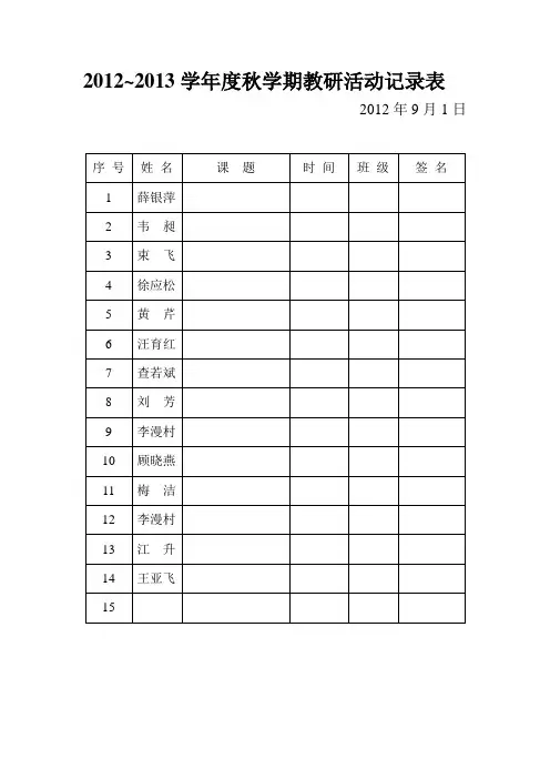 2012-2013学年度秋学期教研活动记录表