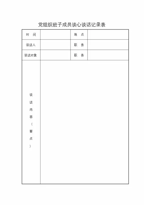 党组织班子成员谈心谈话记录表