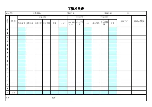工资表格式范本