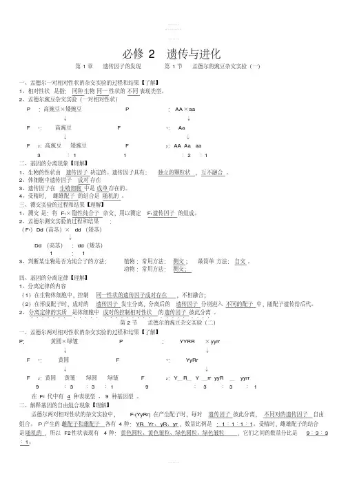 最新版高中生物必修二知识点总结-人教版