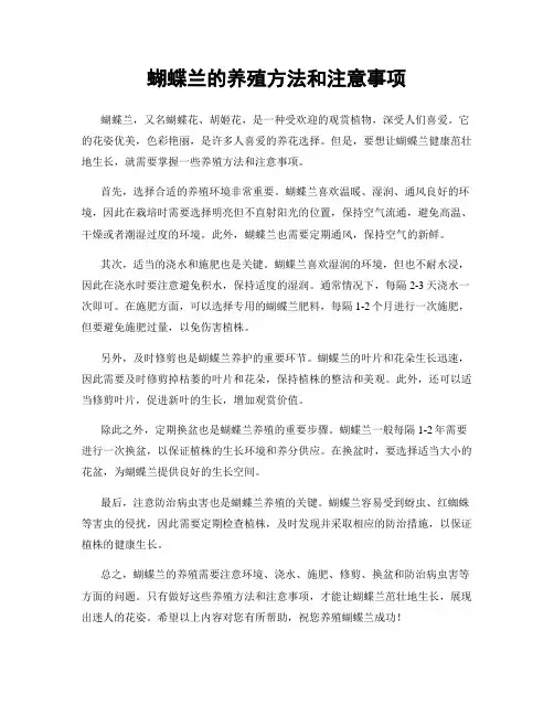 蝴蝶兰的养殖方法和注意事项