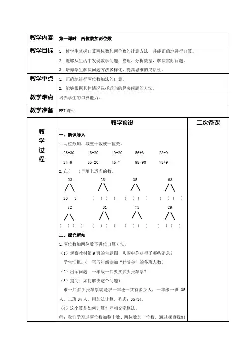 2019新版人教版数学三年级上册第二单元《万以内的加法和减法(一)》教学设计