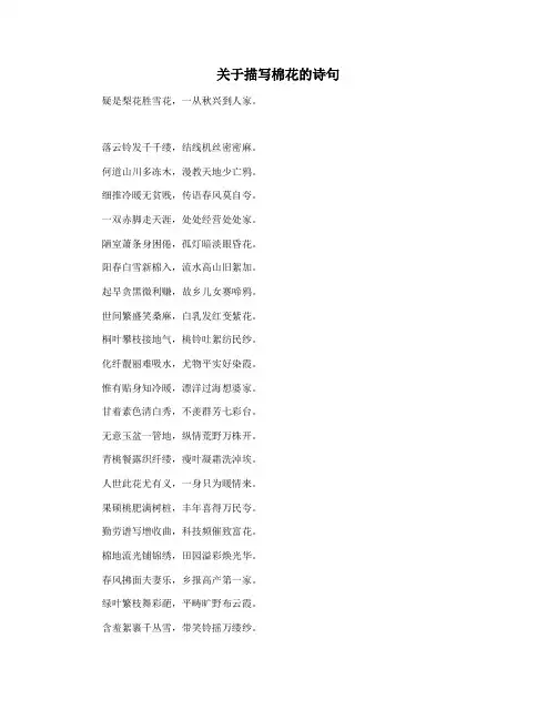关于描写棉花的诗句