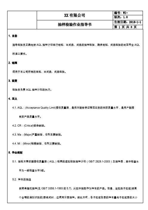 检验作业指导书