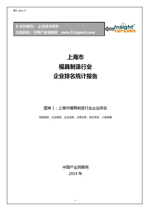 上海市模具制造行业企业排名统计报告