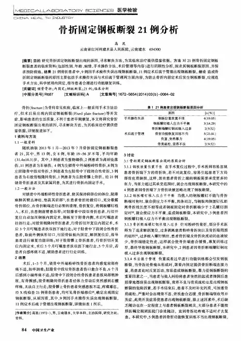 骨折固定钢板断裂21例分析