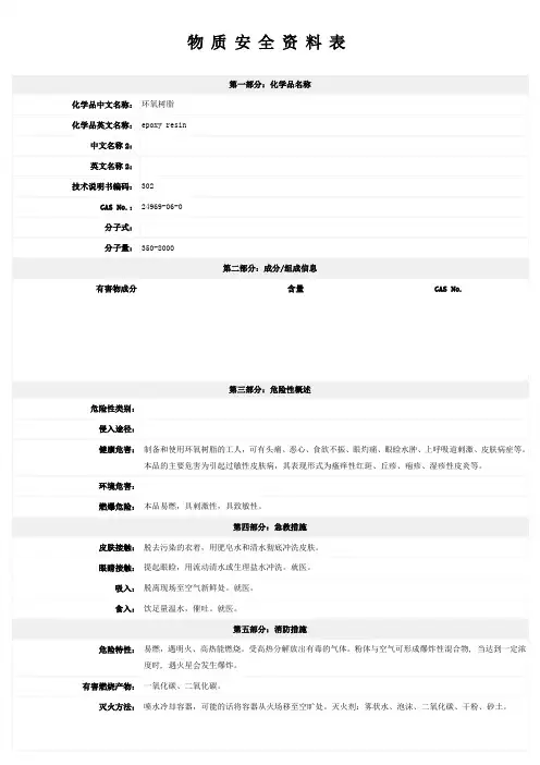 环氧树脂胶水-MSDS