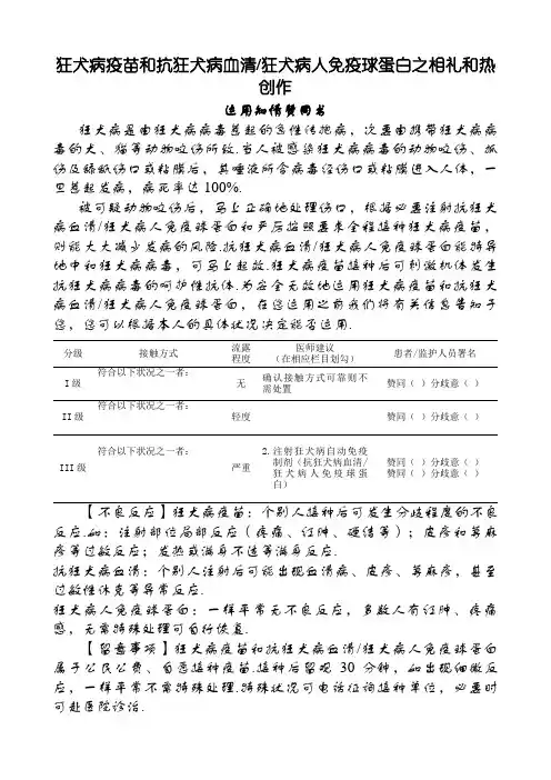 狂犬疫苗接种知情同意书