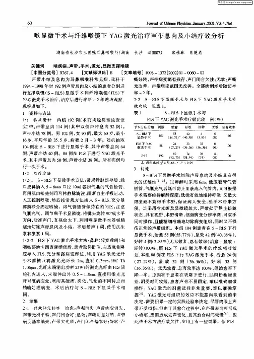 喉显微手术与纤维喉镜下YAG激光治疗声带息肉及小结疗效分析