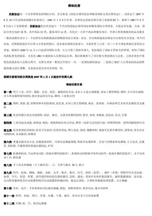 商标分类尼斯分类第九版