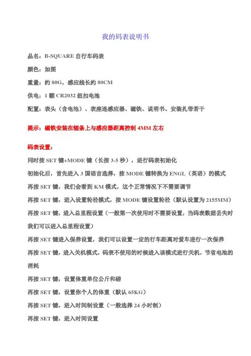 B-SQUARE_码表中文说明书