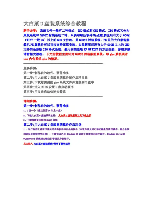 大白菜U盘装系统综合教程