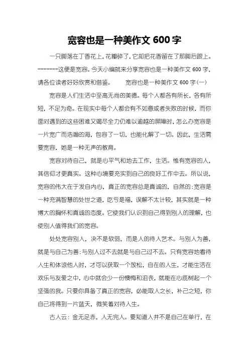 宽容也是一种美作文600字