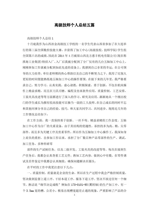 高级技师个人总结五篇