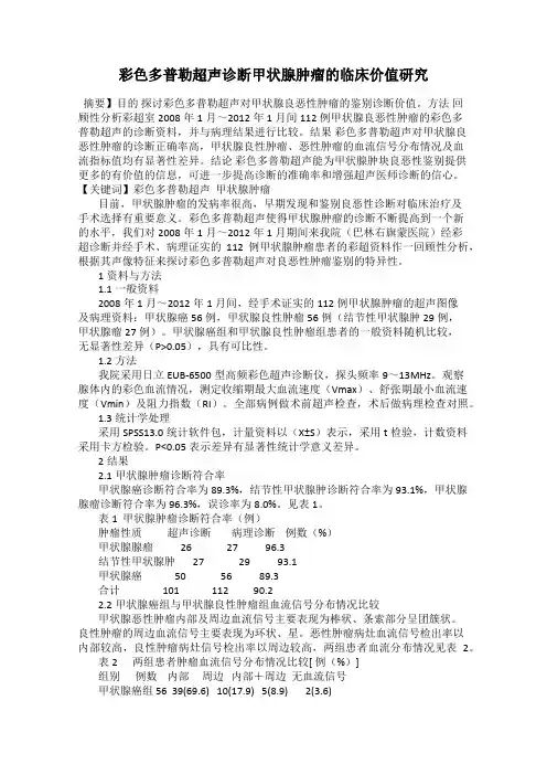 彩色多普勒超声诊断甲状腺肿瘤的临床价值研究