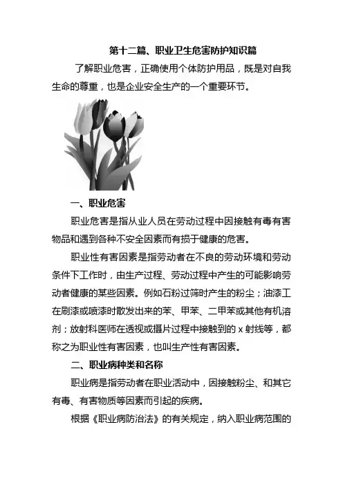 职业卫生危害防护知识