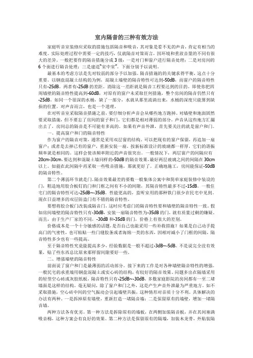室内隔音的三种有效方法