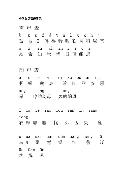 (完整版)小学生拼音表