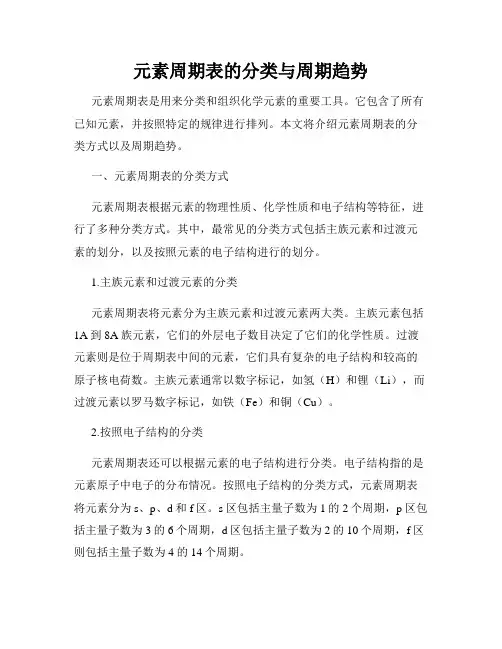 元素周期表的分类与周期趋势