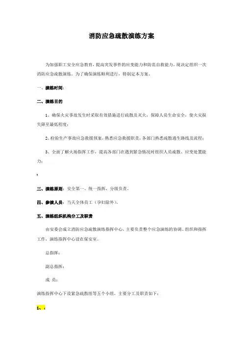 消防应急疏散演练方案-消防疏散演练方案