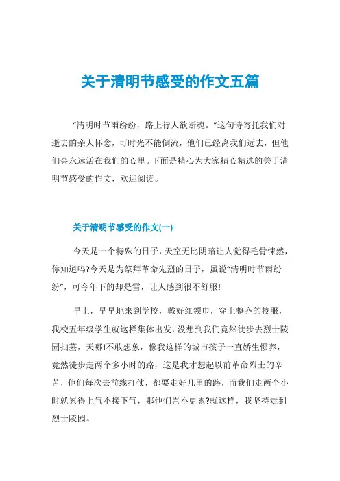 关于清明节感受的作文五篇