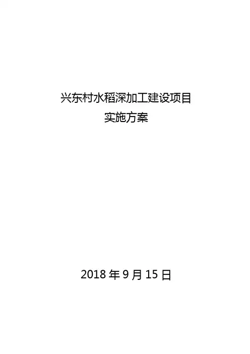 兴东村水稻深加工建设项目实施方案