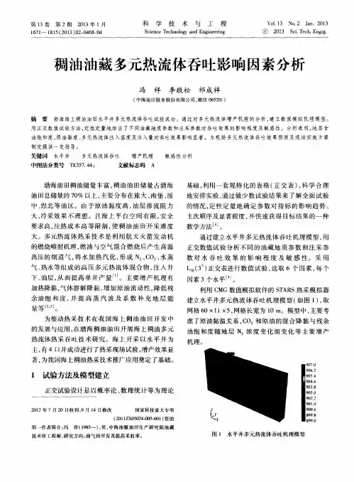 稠油油藏多元热流体吞吐影响因素分析