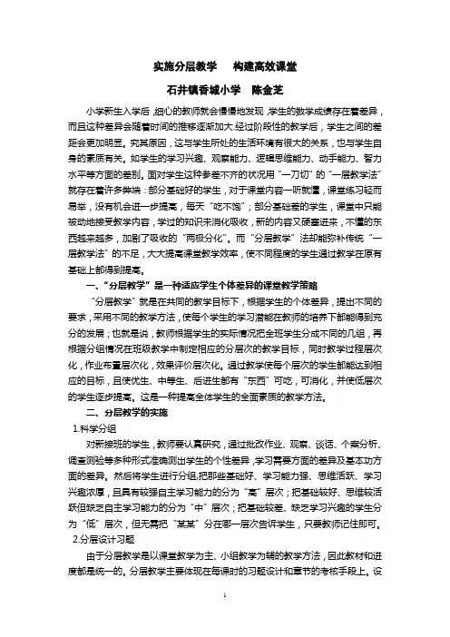 实施分层教学 构建高效课堂