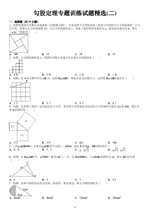 勾股定理专题训练试题精选(二)附答案