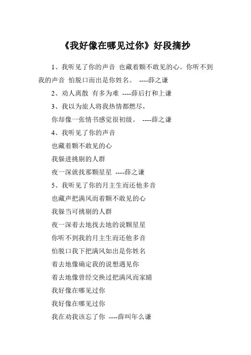 《我好像在哪见过你》好段摘抄