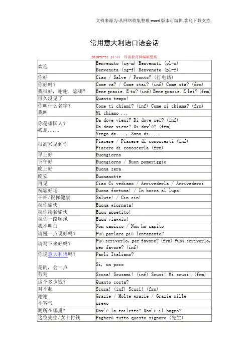 常用意大利语口语会话 2