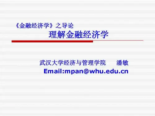 金融经济学(武汉大学,潘敏)