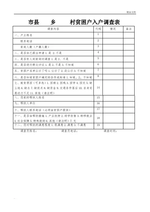 贫困户入户调查表