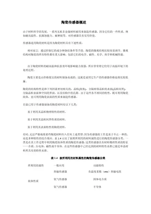 陶瓷传感器概述