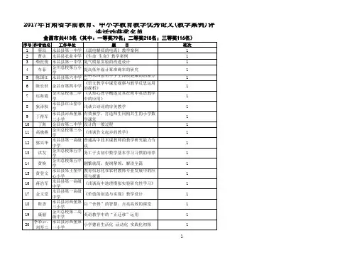 教学案列评选结果1