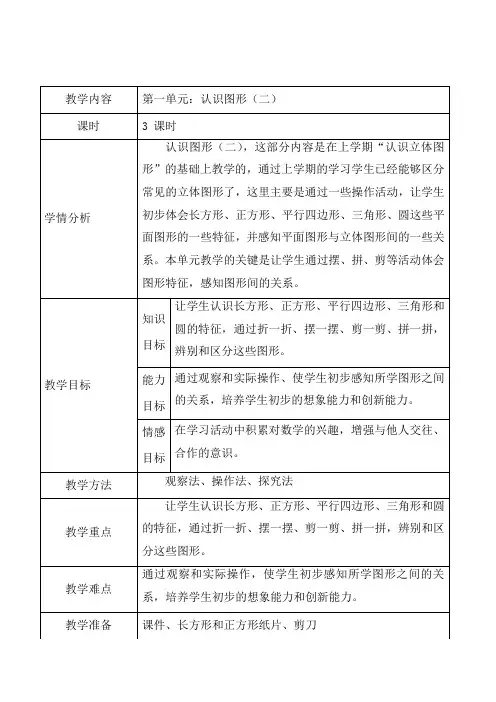 人教版一年级数学下册教案全册表格式集体备课(最新2016年)