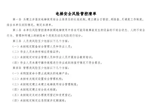 特种设备风险管控清单