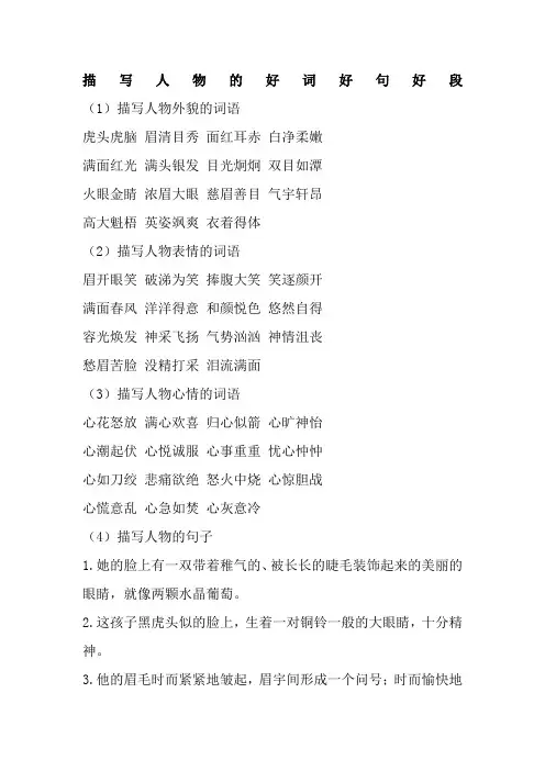 描写人物的好词好句好段 (2)