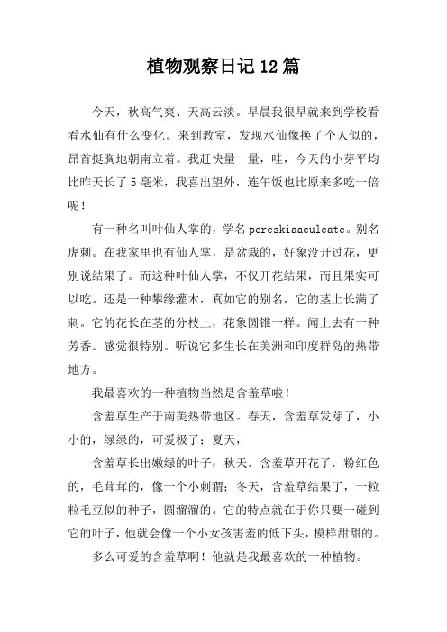 植物观察日记12篇