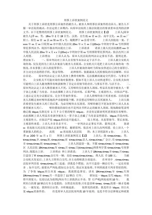刑事上诉状案例范文