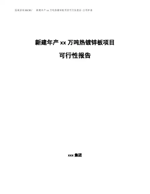 新建年产xx万吨热镀锌板项目可行性报告-立项申请