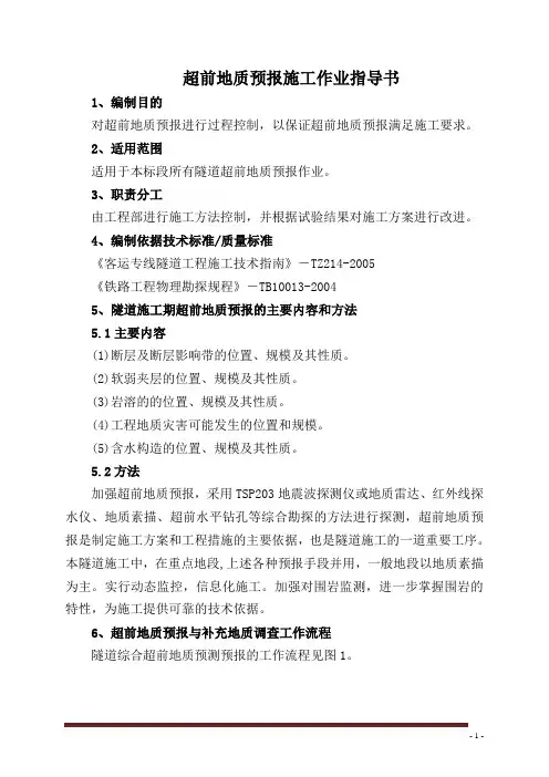 铁路客运专线隧道工程超前地质预报施工作业指导书